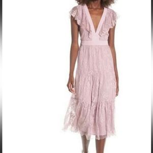 Wayf Purple lace midi dress